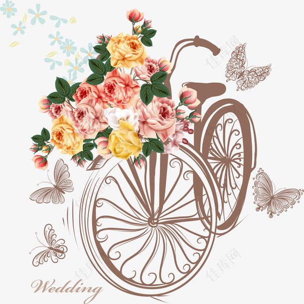 矢量自行车和花