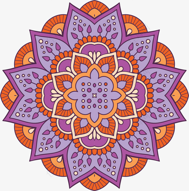 橘色紫色宗教花纹