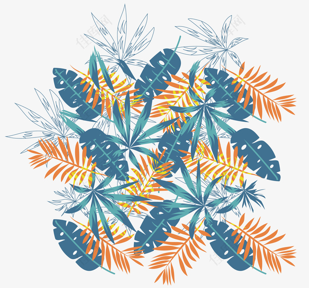 树枝花纹装饰元素图