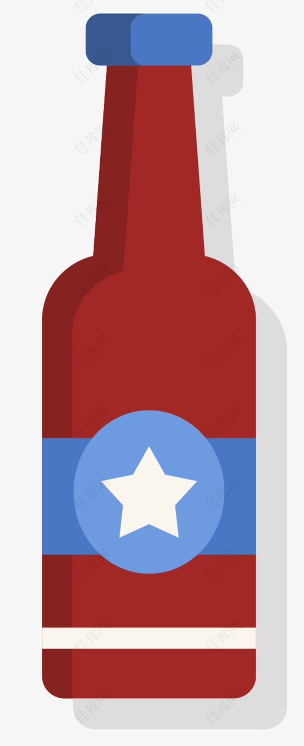 美国啤酒瓶矢量卡通风格