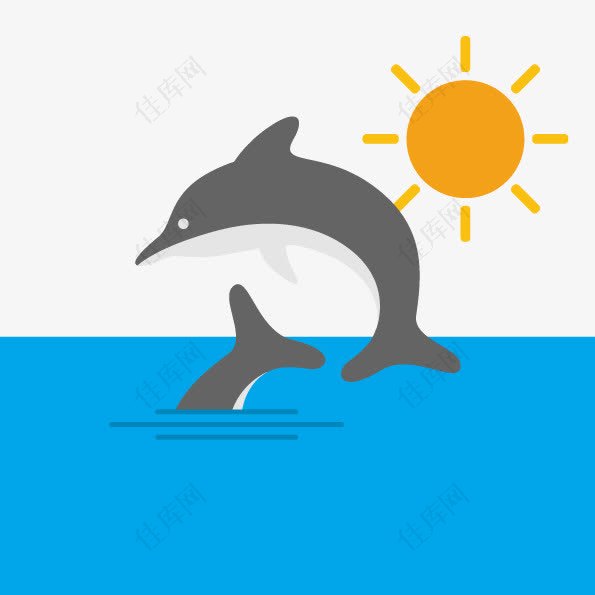 矢量手绘跳跃的海豚