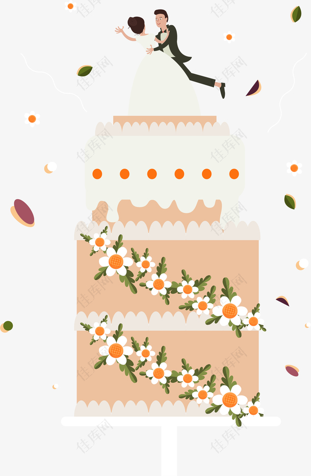 小清新婚礼蛋糕装饰图案