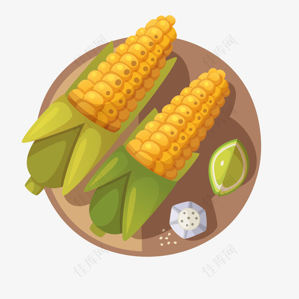 卡通玉米素食设计矢量图