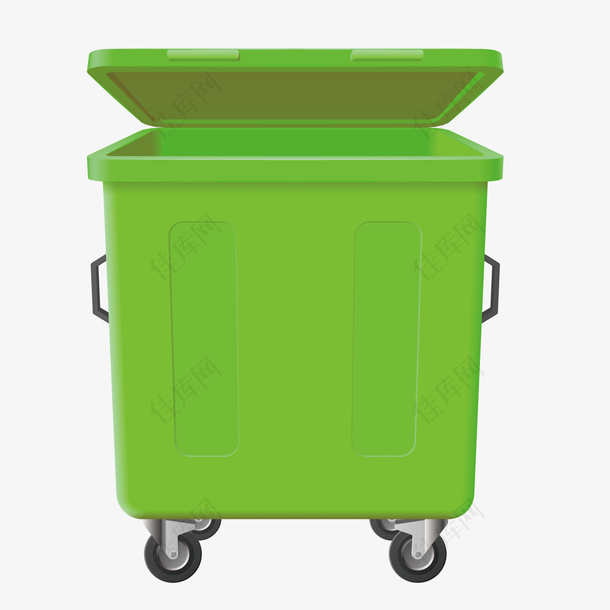 矢量绿色垃圾桶塑料桶