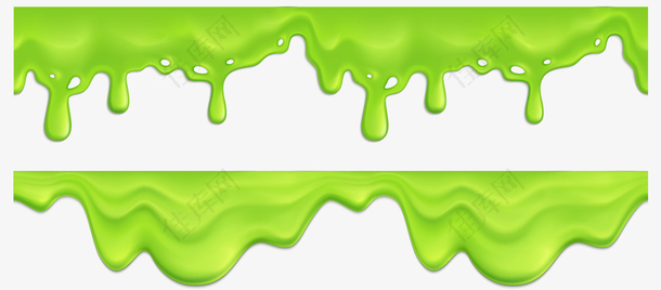 绿色流动液体边框Png