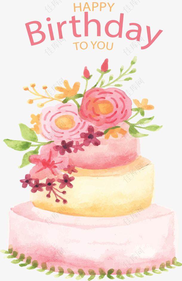 粉红花朵生日蛋糕