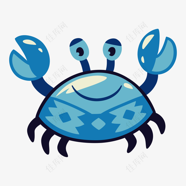 世界海洋日卡蓝色螃蟹