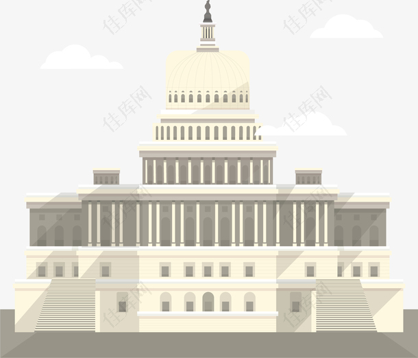 卡通美国政府建筑