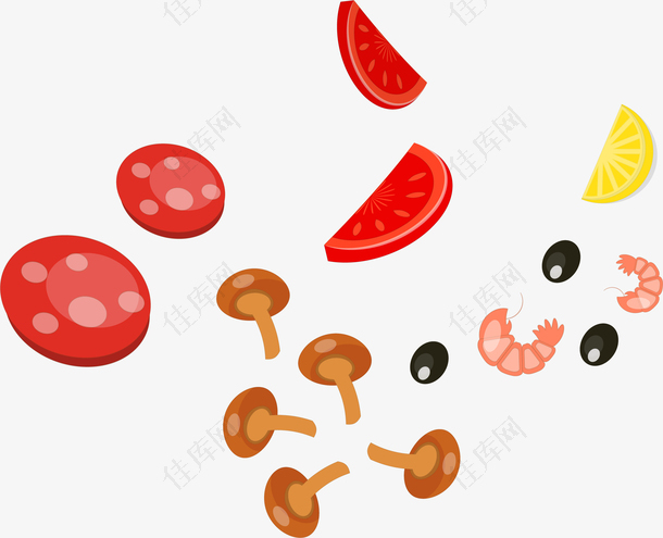 手绘多彩食材蘑菇