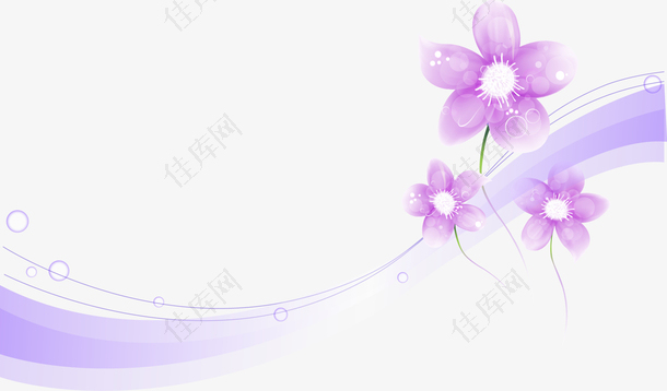 卡通紫色梦幻唯美花卉