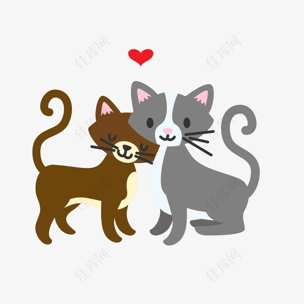 卡通猫咪爱情动物免抠素材