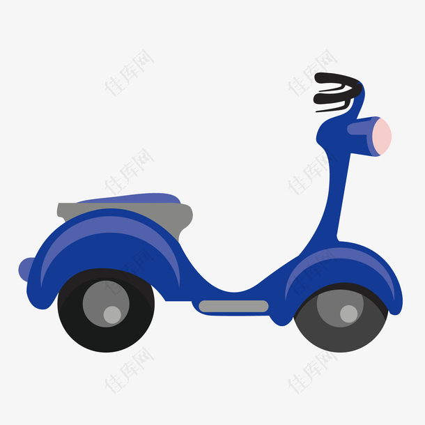 矢量女士蓝色摩托车电动自行车