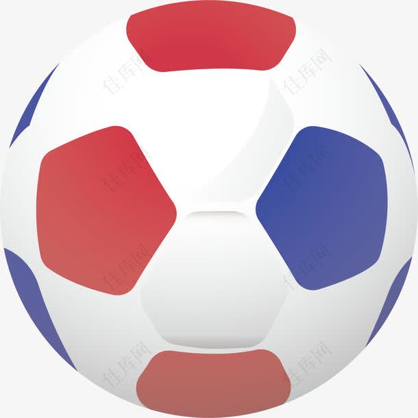 卡通足球运动红蓝五边形足球图案