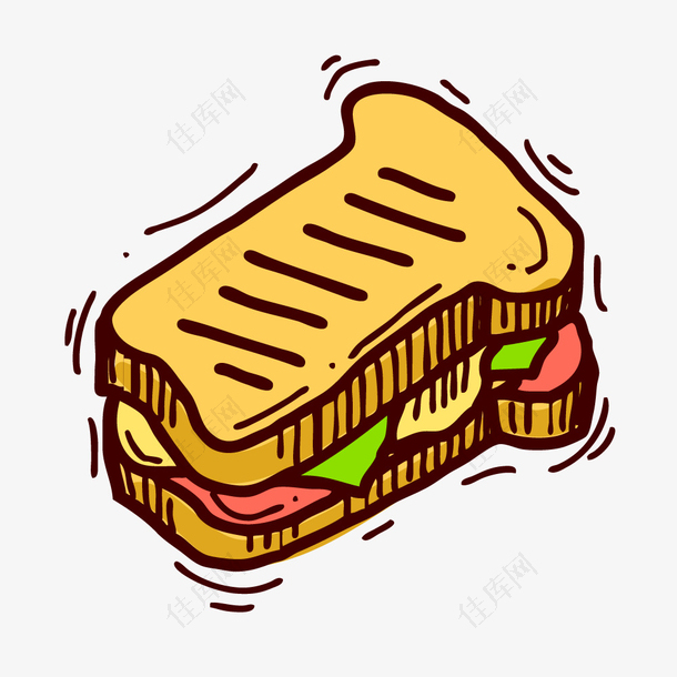 三明治西餐宣传卡通手绘素材