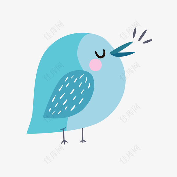 蓝色扁平化小鸟免抠素材