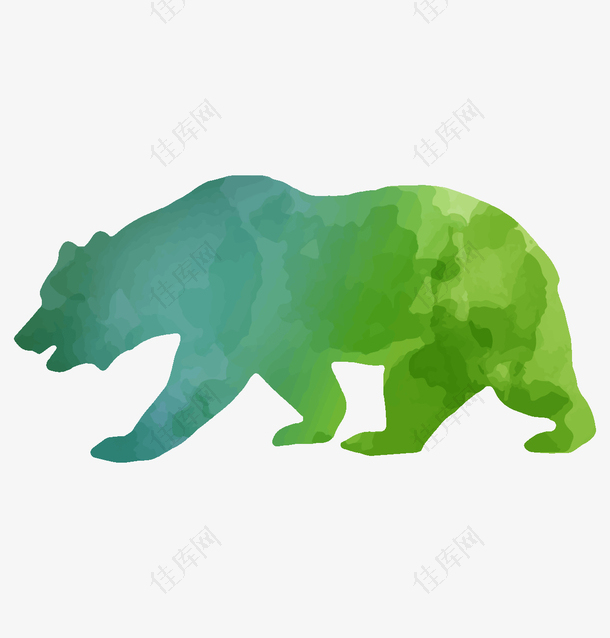 彩色野生熊剪影矢量素材