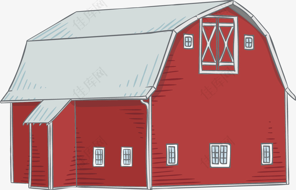 红色房子农房背景素材
