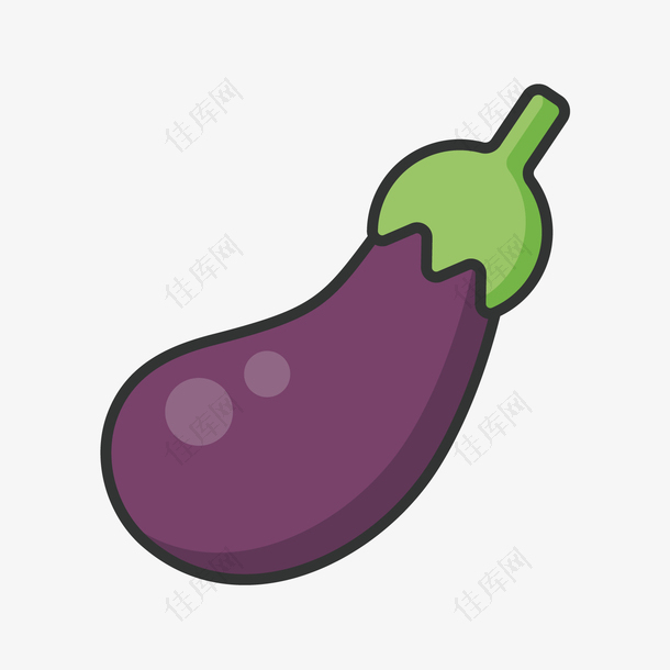 紫色手绘线稿茄子元素