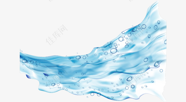 蓝色简约水流效果元素