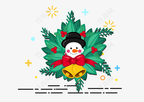 圣诞雪人铃铛装饰素材