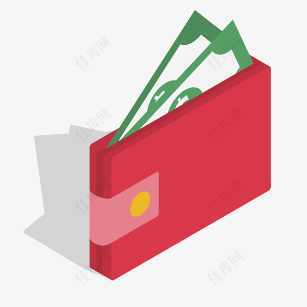 红色扁平化设计钱包