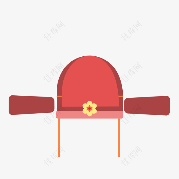 红色圆弧状元帽子