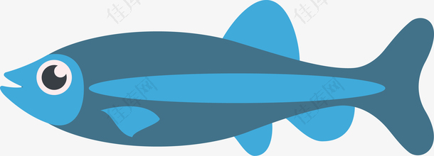 卡通水族馆蓝色海鱼矢量素材