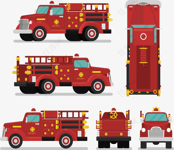 红色的消防车