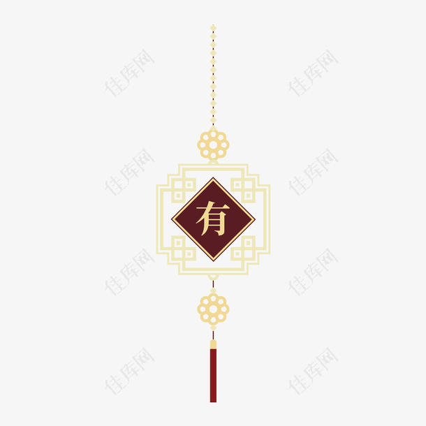 金色方框春节装饰中国结