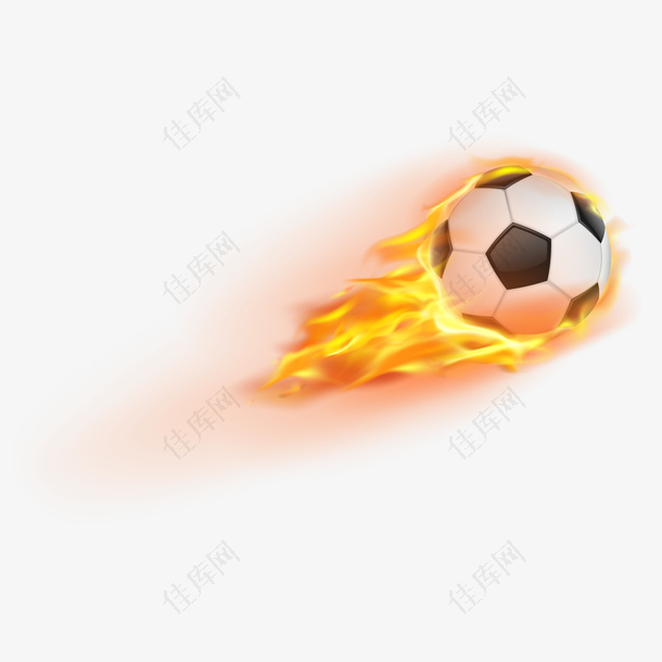 彩色圆弧足球火焰元素