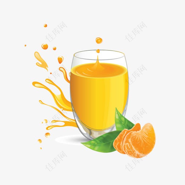 矢量果汁和橘子