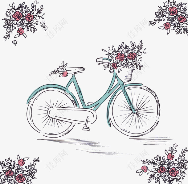 浪漫手绘自行车