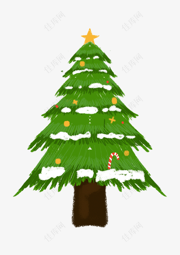 圣诞树手绘绿色
