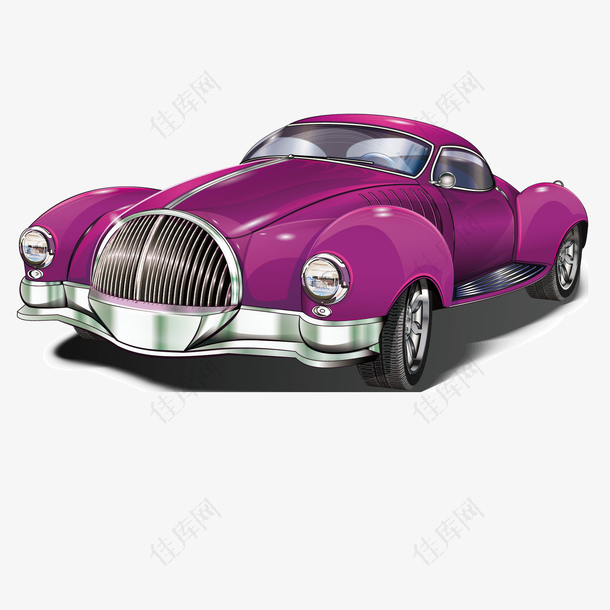 紫色复古汽车矢量素材