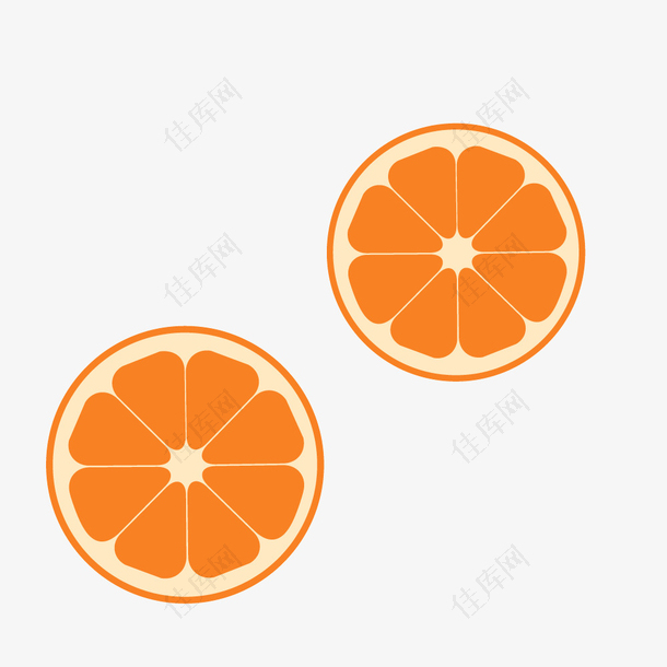 橘黄色卡通圆形橙子
