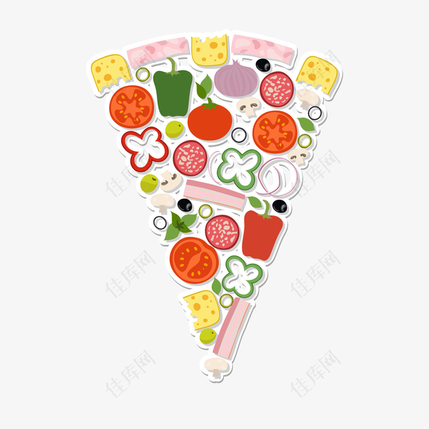 满满蔬菜三角披萨矢量图