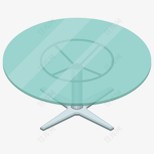 蓝色圆弧玻璃桌子元素
