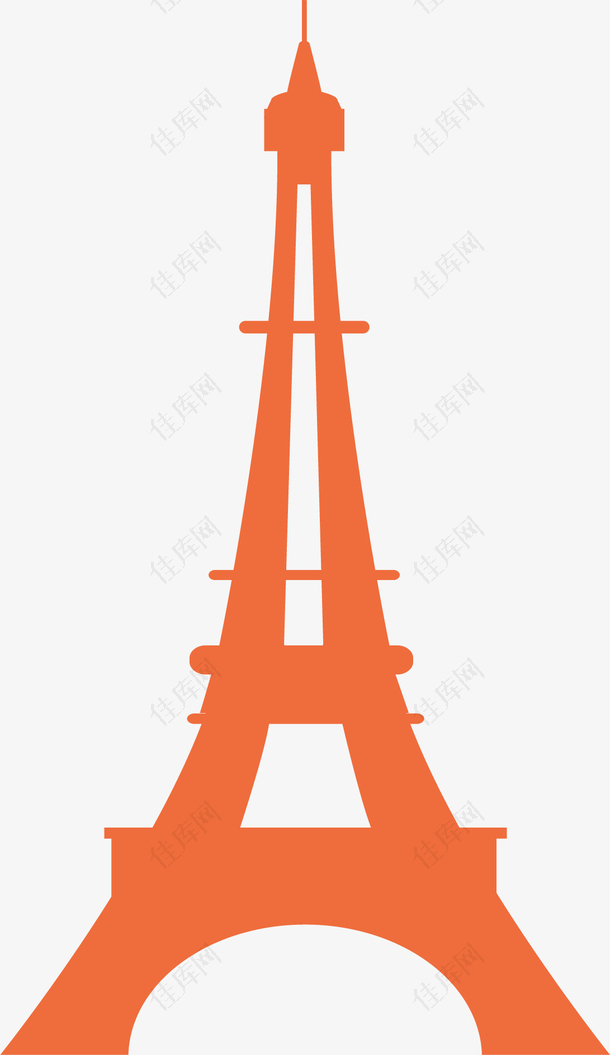 橘色法国巴黎铁塔