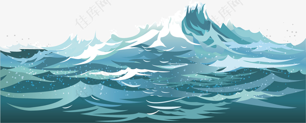矢量图波涛汹涌的海浪