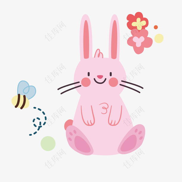 粉色兔子卡通手绘