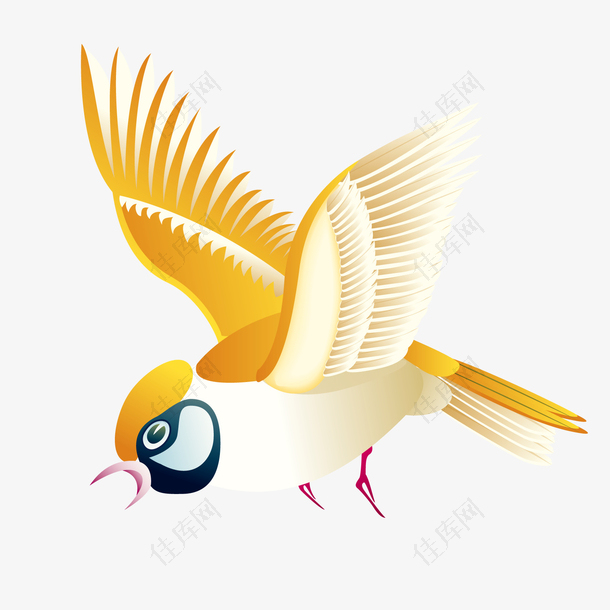卡通手绘漂亮的黄鹂鸟