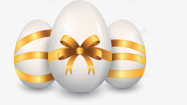 金色彩带复活节彩蛋