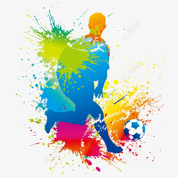 踢足球运动免抠元素彩绘