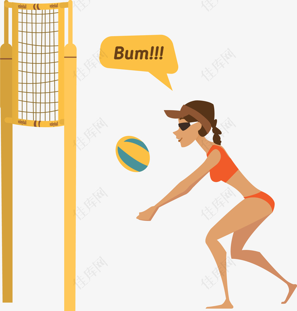 沙滩排球球网插画