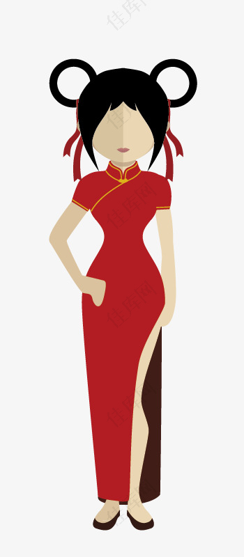 中国元素旗袍服饰人物设计