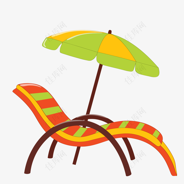 卡通沙滩度假的遮阳伞