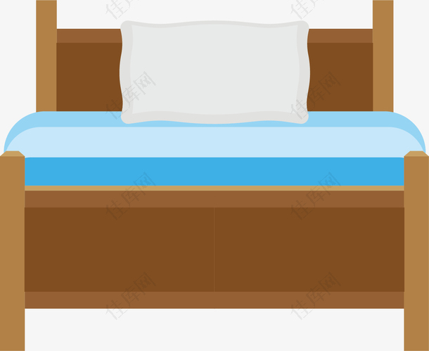 褐色木板扁平风格家庭床