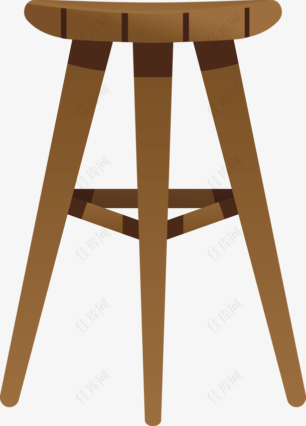 一个褐色木头凳子