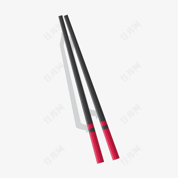 一双红黑色的筷子