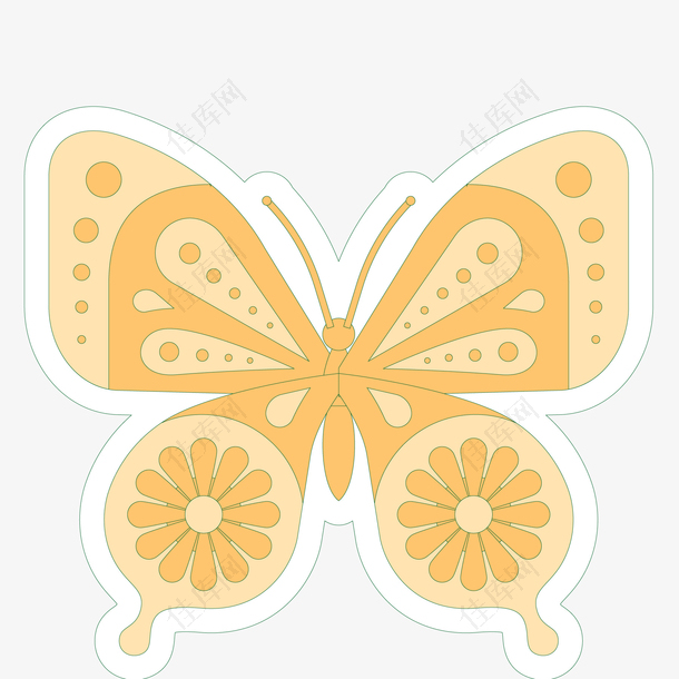 橙色的蝴蝶花纹设计